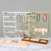 Organisateurs de bijoux élégants Support à colliers et boucles d'oreilles multicouches avec plateau en bois naturel pour la décoration de la maison