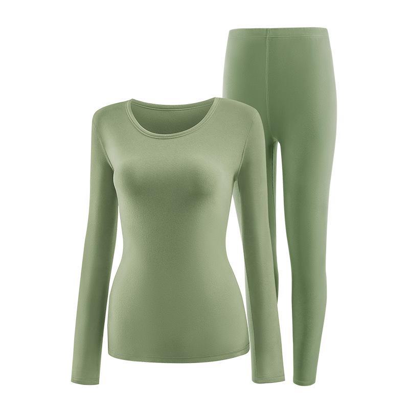 Women's 7A Antibacterial Thermal Underwear Set - Round Neck, Slim Fit, Sanded Fabric, Autumn/Winter Collection.