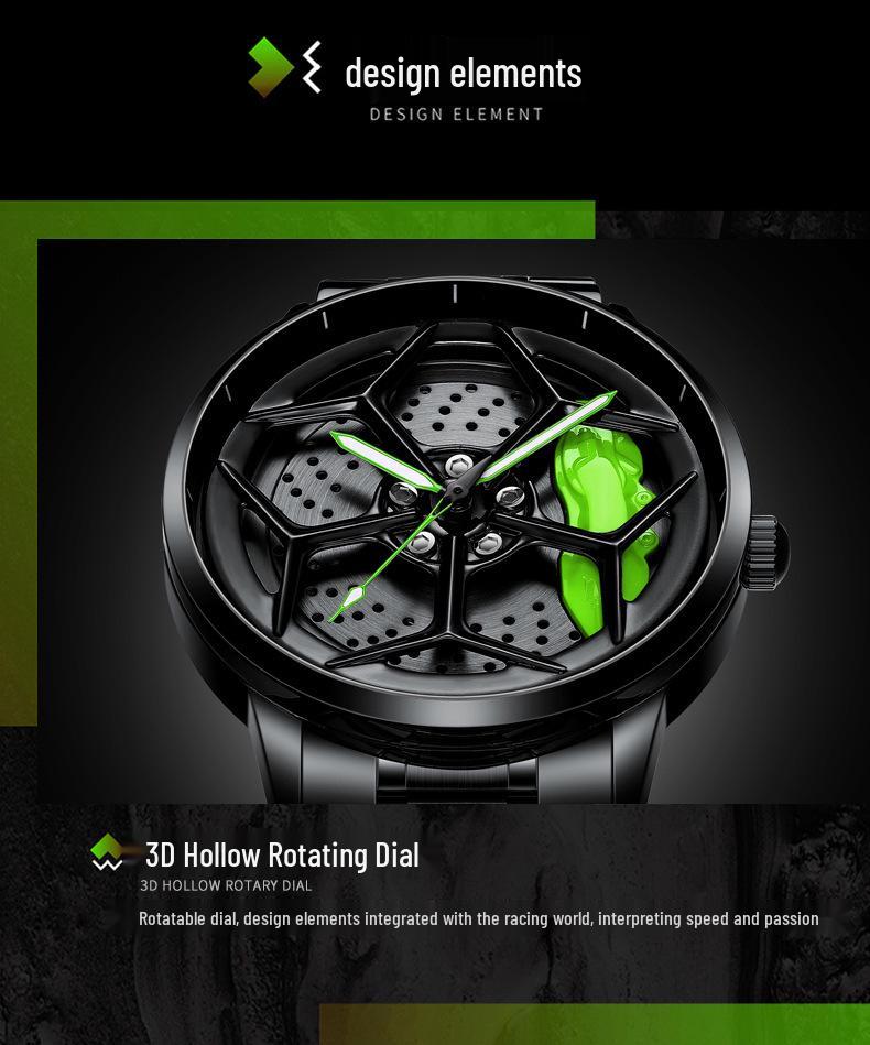 SVJ Multifunctional Men's Off-Road Waterproof Quartz Watch with 3D Hollow Design