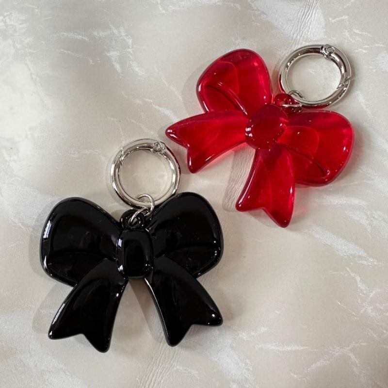 Simple Acrylic Large Bowknot Keychain for Bag Sweet Temperament Black Red Bow Knot Keyring Pendant Versatile Phone Accessories CLE