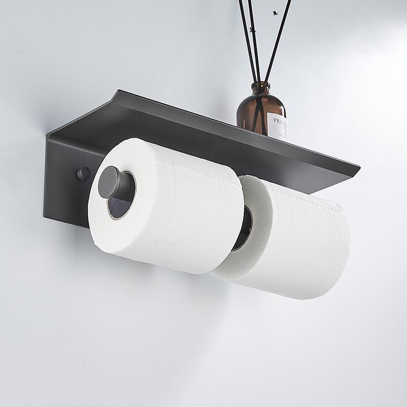 Gray/Black Aluminum Bathroom Paper Towel Holder Toilet Roll Paper Wall Mount Phone Holder Shelf Towel Roll Shelf Accessories