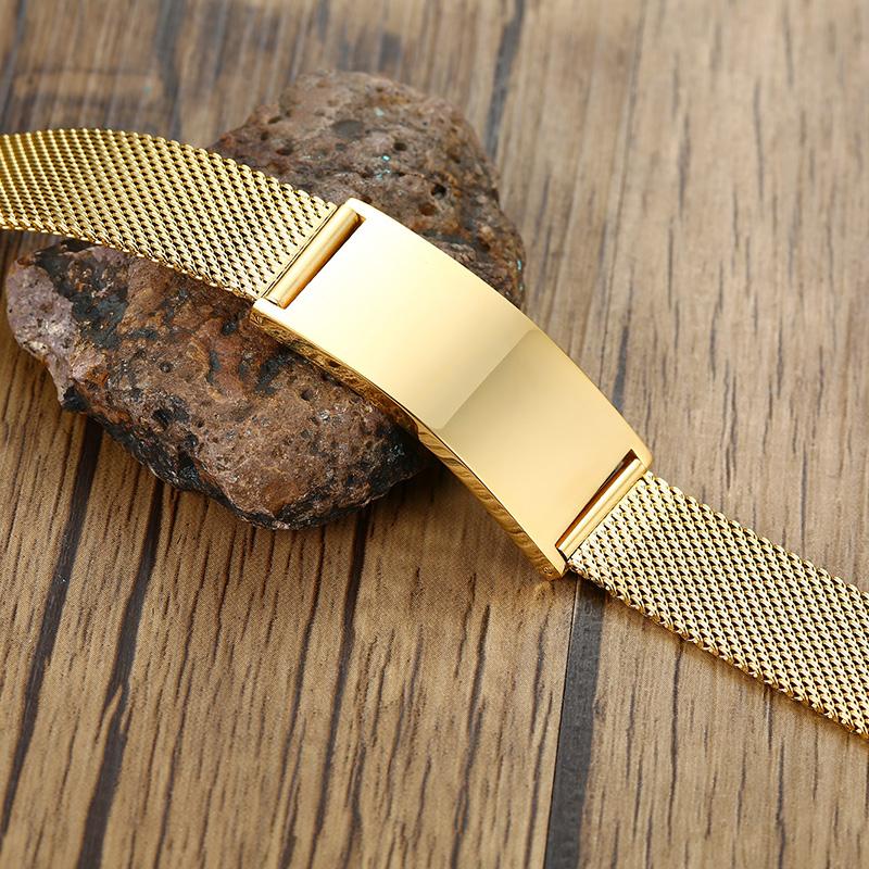 Vnox 10/16mm Adjustable Bracelets for Men Women Mesh Band Stainless Steel Metal Unisex Casual Jewelry