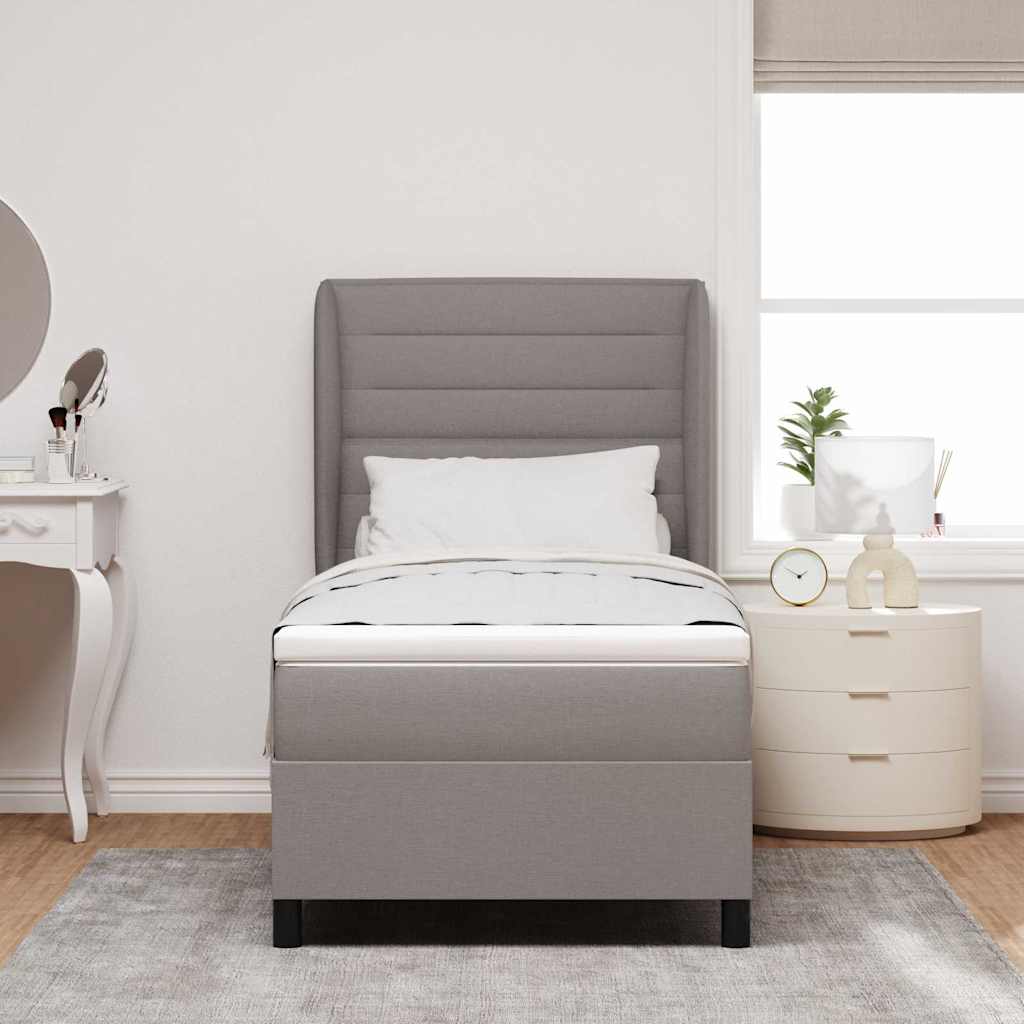 Box Spring Bed with Headboard Taupe 80 x 200 cm Fabric