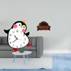 Cartoon Penguin Wooden Wall Clock Miniature Sofa Couch Single Chair Model Decorative Lovely Battery