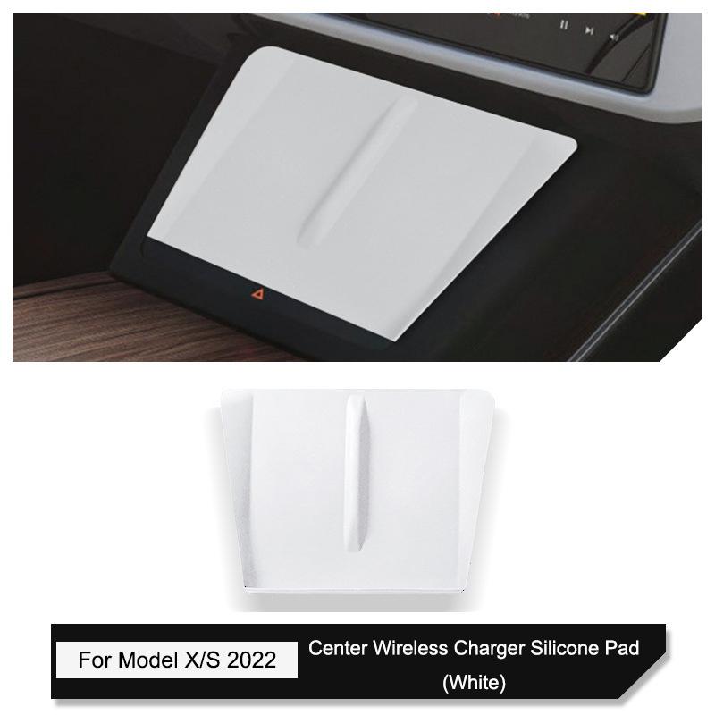 For Tesla Model 3/Y/X/S 2021-2024 Central Control Wireless Charging Silicone Pad Non-slip Pad Dust-Proof Charger Protect Cover