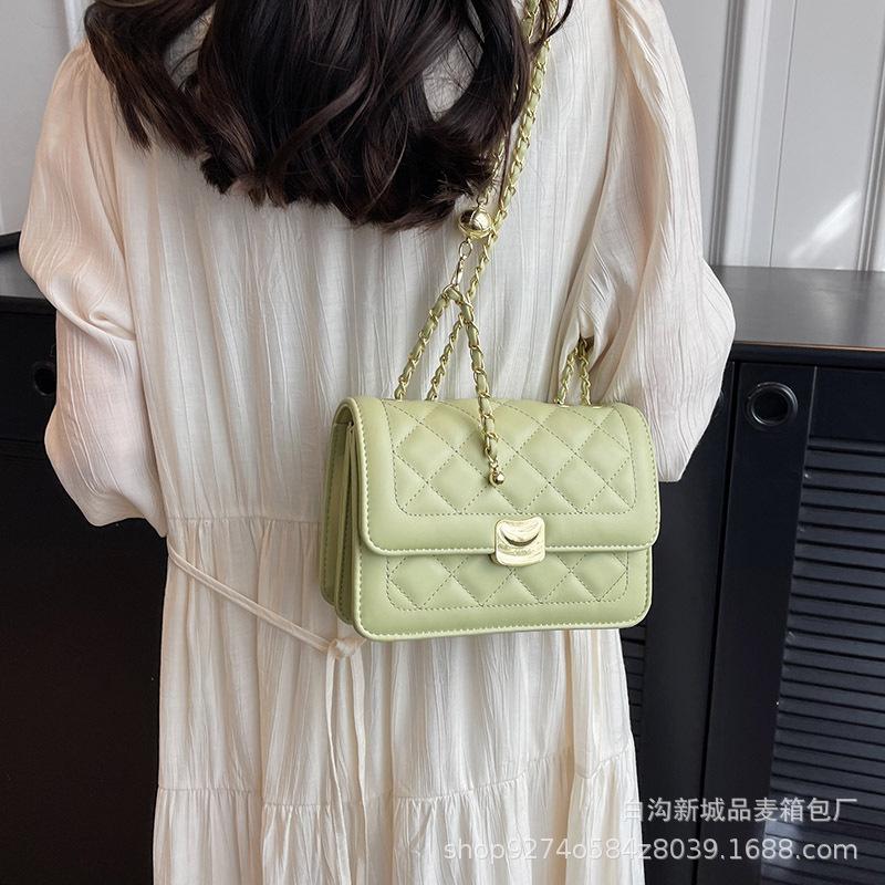 Popular popular fashion diamond chain small bag women's bag 2025 new trendy simple embroidered thread shoulder messenger bag