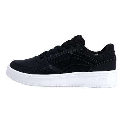 Li Ning Synthetic Leather Slip Resistant Abrasion Resistant Low Top Skateboard Shoes Men's Black White AGCP335-8