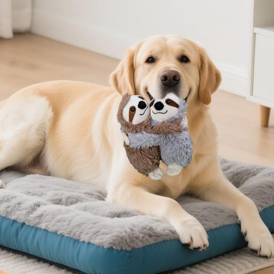 Pet Plush Toy Sloth Shape Bite-Resistant Plush Dog Chew Toy with Built-in Sound Device Soft Interactive Stress Relief Toy