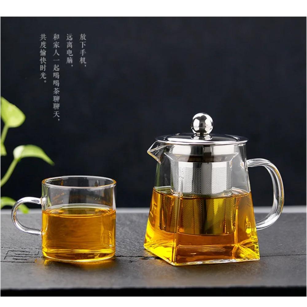 Glass Teapot Heat-resistant Flower High Borosilicate Fair Pot Stainless Steel Bubble Teapot with Filter Heat-resistant Glass Pot
