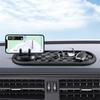 Multifunctional Anti-Slip Car Dashboard Pad with Rotating Phone Holder | Large Capacity Glasses And Key Storage, Heat-Resistant Silicone, Grid Design