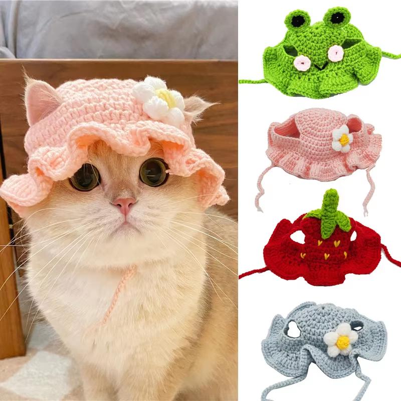 Cappello da Gatto Elastico Carino Raffinato Cappello per Animali Domestici Cuccioli Gattini Cappello a Maglia Accessori per Gatti Decorazioni Oggetti di Scena per Servizio Fotografico di Festa
