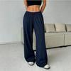 New summer quick-drying breathable women's yoga sports trousers solid color drawstring loose wide-leg trousers