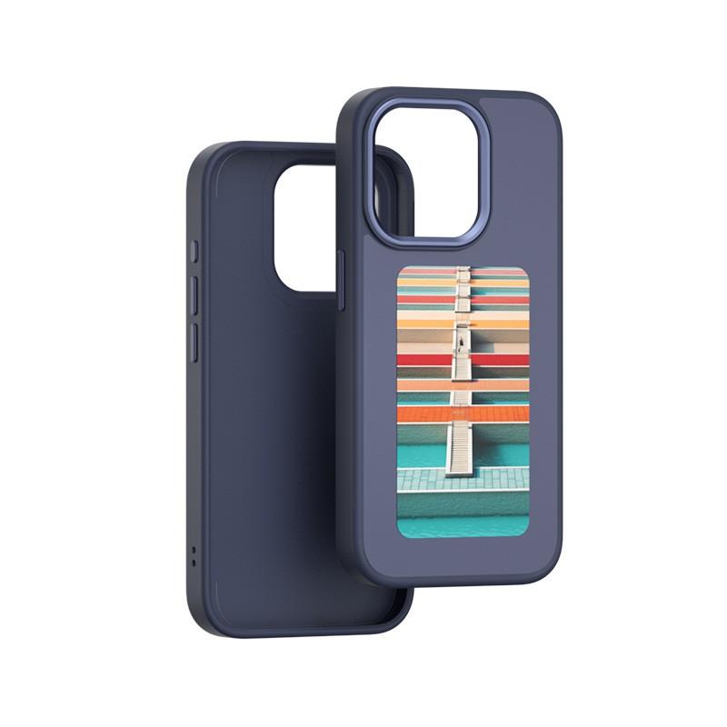 DIY 4-Color E-Ink Screen Phone Case IPhone 11 To 16 Pro Max With Magnetic Mount Anti-Fingerprint Shockproof Silicone Cover