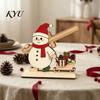 DIY Spliced Wooden Craft Christmas Tabletop Ornament, Cute Elk/Santa Claus/Snowman Desktop Small Holiday Decor Items Decorations for Tiered