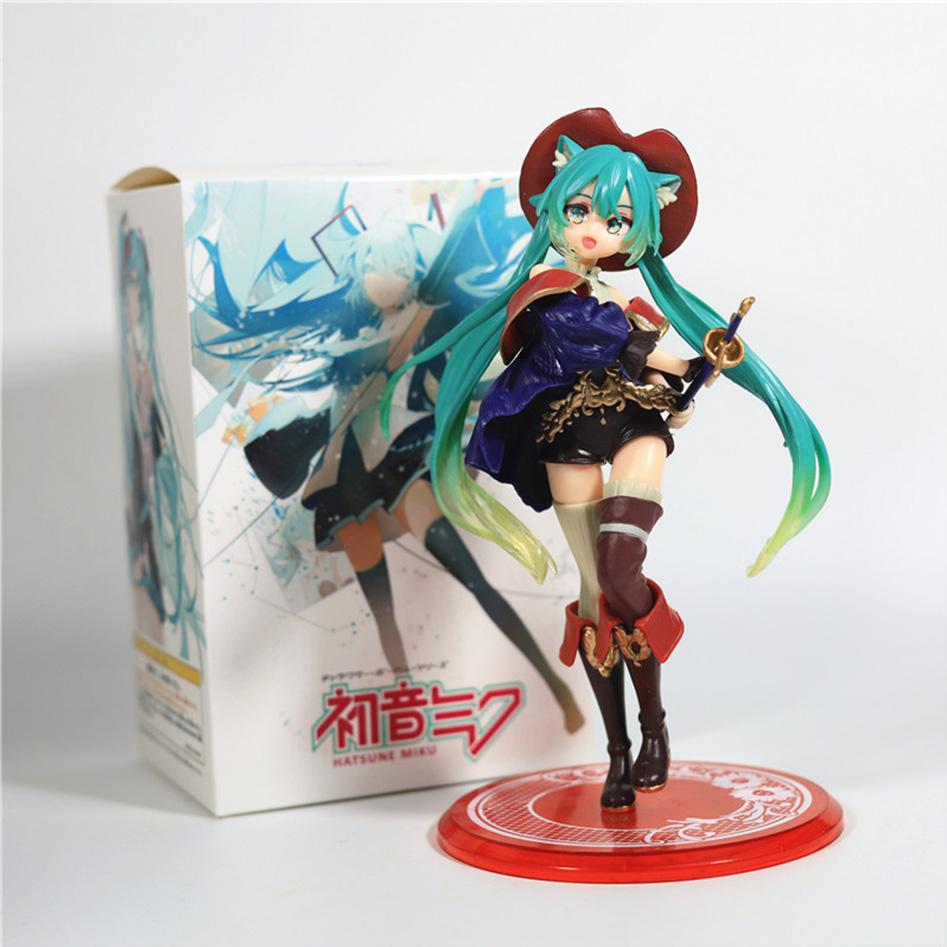 Hatsune Miku Desktop Cute Actionfigur 11cm Neko T-Shirt Ver. Anime Figur Kawaii Mädchen Modell Spielzeug Geschenk