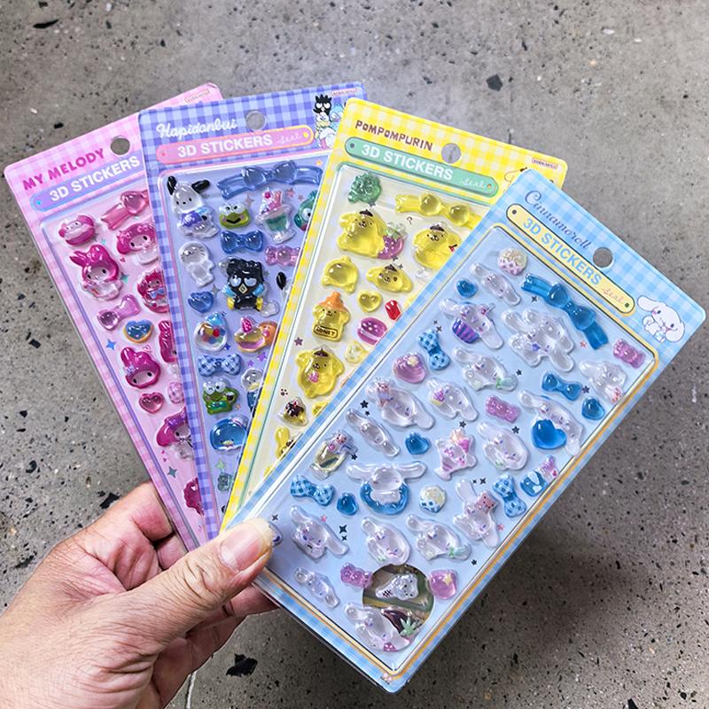 1/8Pcs 3D Sanrio Stickers Sanrio Kuromi Pochacco  My Melody Cinnamoroll Hangyodon Case Bag Decoration Birthday Gifts
