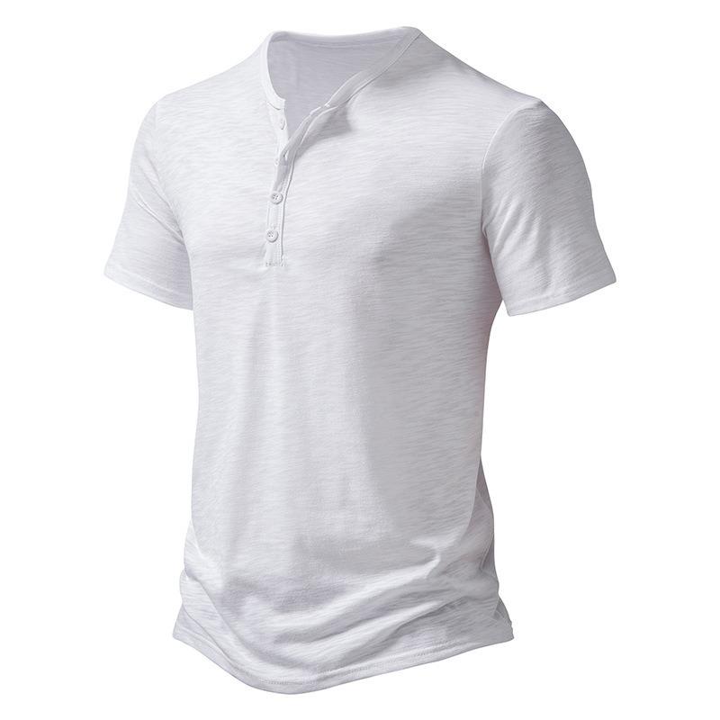 

Men s Khaki Heather Short Sleeve Henley Shirt Casual Button Placket Crew Neck Top S белый