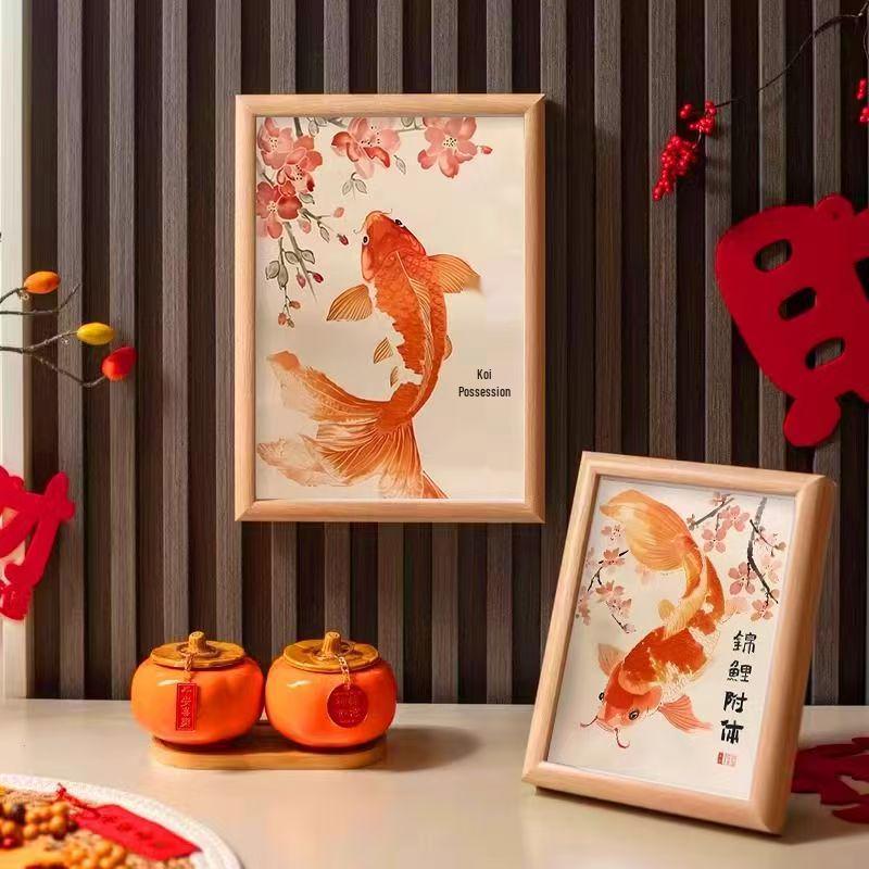 Auspicious Koi-Themed Desktop Photo Frame & Decorative Painting