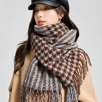 LOOKING4U Eșarfă cu carouri joase 23FW Maro