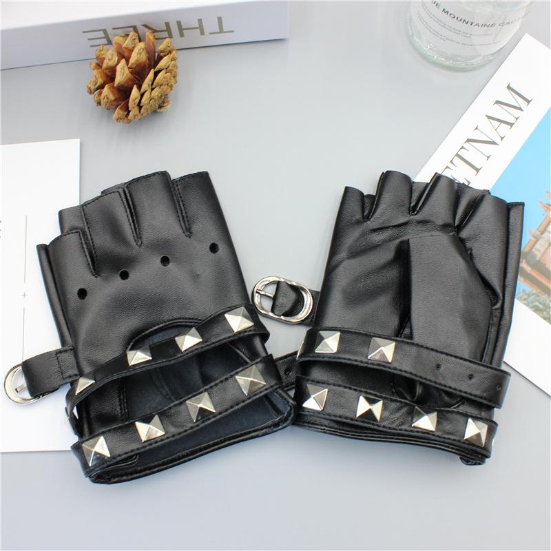 1 Pair Leather Fingerless Casual Sports Style Gloves, Fashion Street Dance For Men