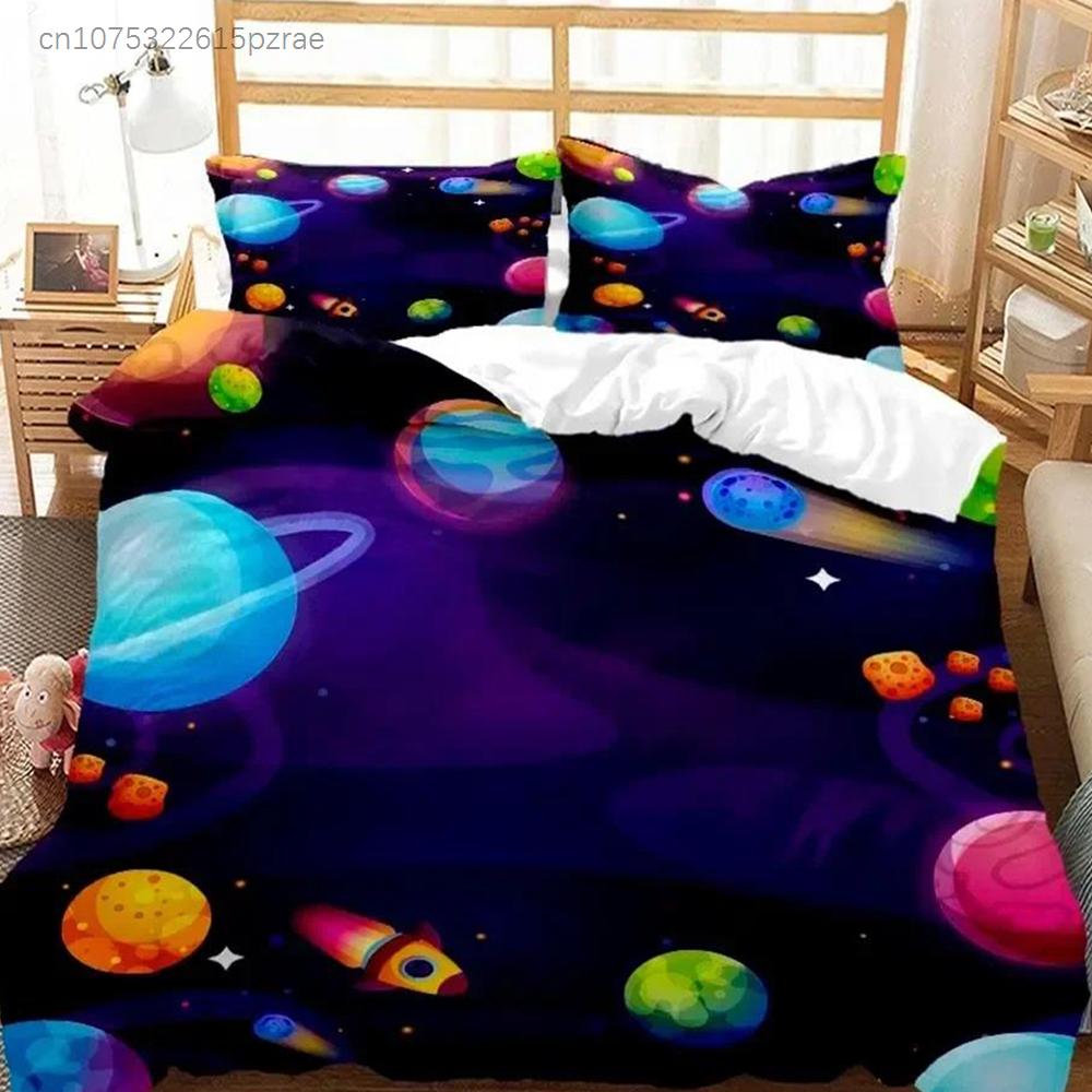 Cartoon Astronaut Digital Bedding Set Bedroom Soft Modern Bedspreads Comefortable Kids Duvet Cover Quilt Cover And Pillowcase
