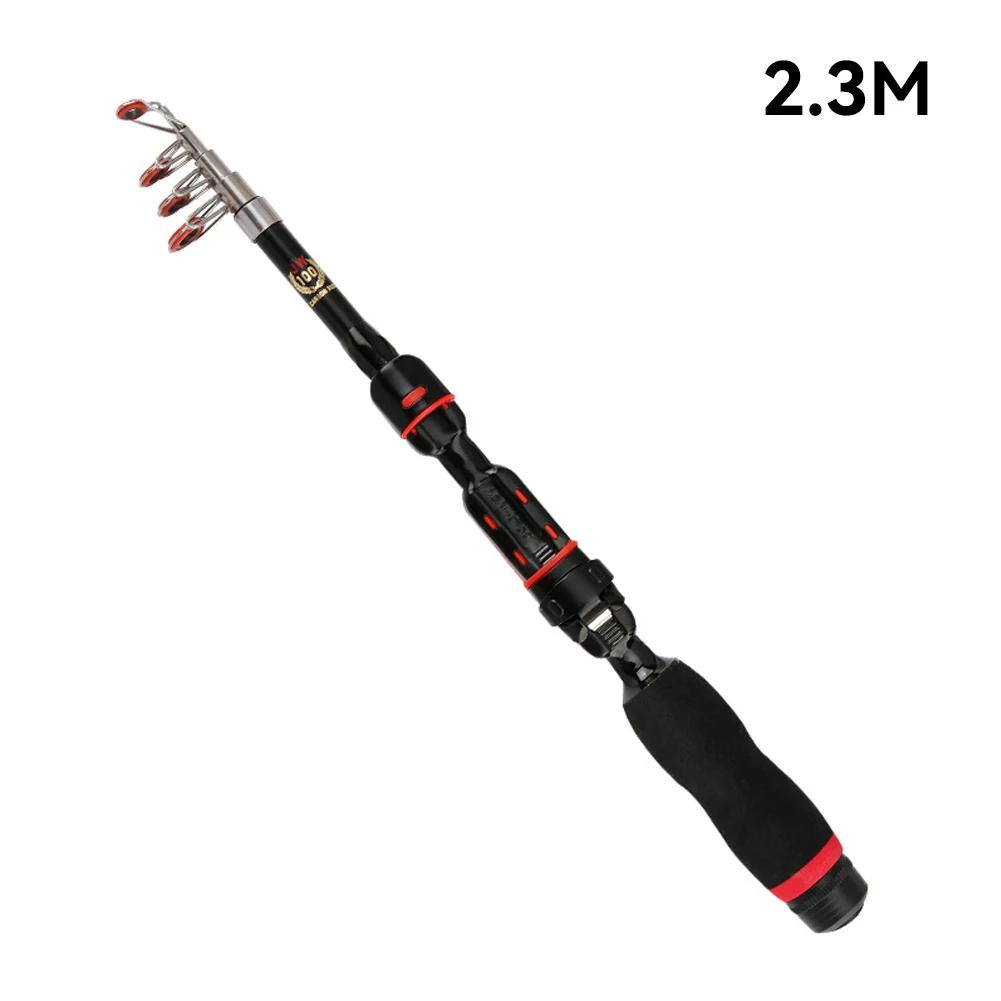 1.0m-2.3m Telescopic Fishing Rod Super Short Mini Glass Fishing Rod Portable Bass Bait Casting Rod for Outdoor Fishing Wholesale