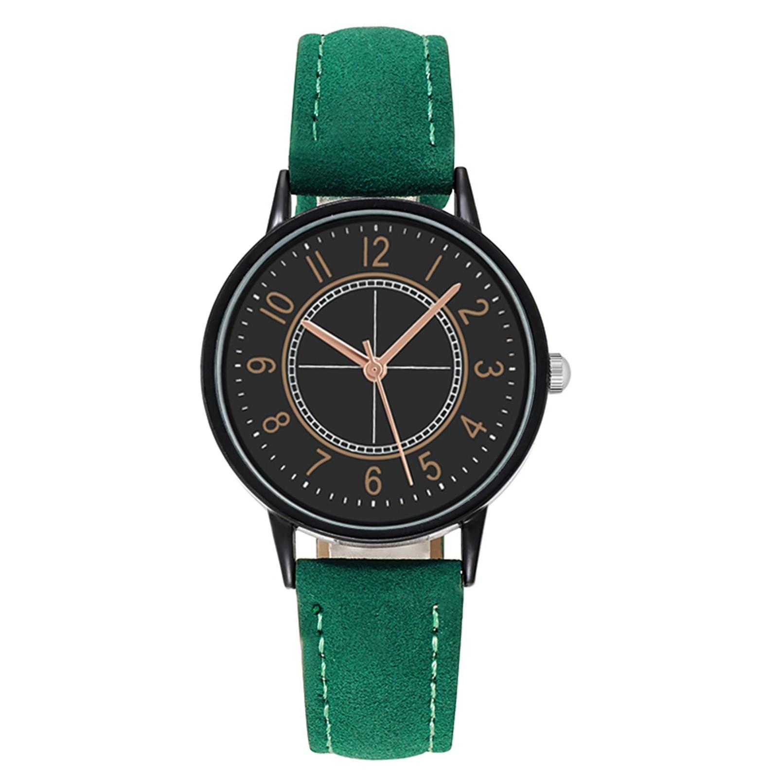 

Женские часы с кварцевым циферблатом, цифровые часы, матовый кожаный ремешок, женские часы и часы для девочек One Size зелёный