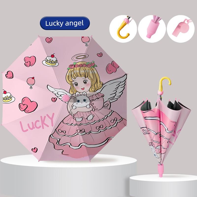Children's Umbrella for Boys and Girls, Kindergarten and Primary School Students, Cartoon Black Plastic Sun Protection, Dual-Use for Sun and Rain
