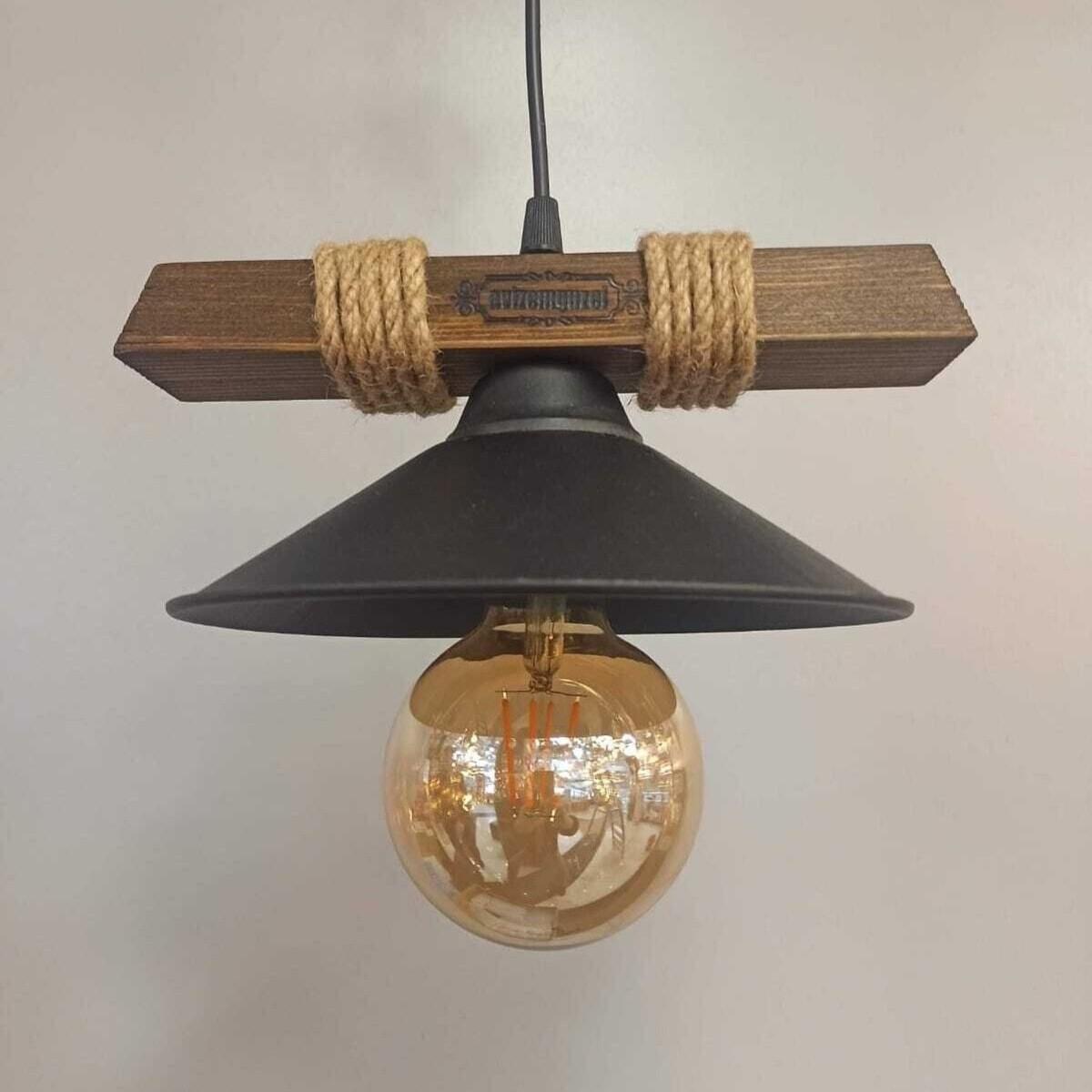 

Nova Wooden Rustic Modern Rope Single Pendant Chandelier Home Decoration Standart коричневий