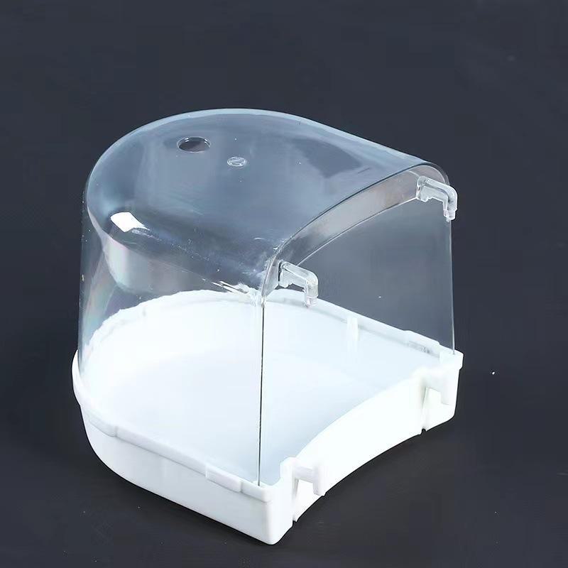 Bañera transparente extragrande para periquitos con cajón - Accesorio para jaula de pájaros