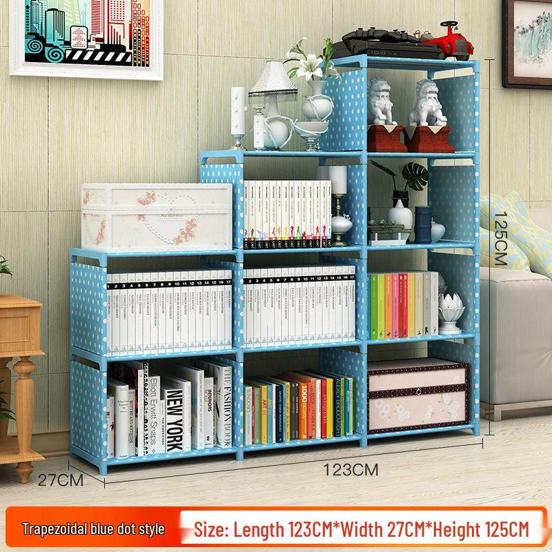 Large Combination Bookshelf: Floor-Standing Storage Rack with Desktop Steel Pipe Shelves for Kids