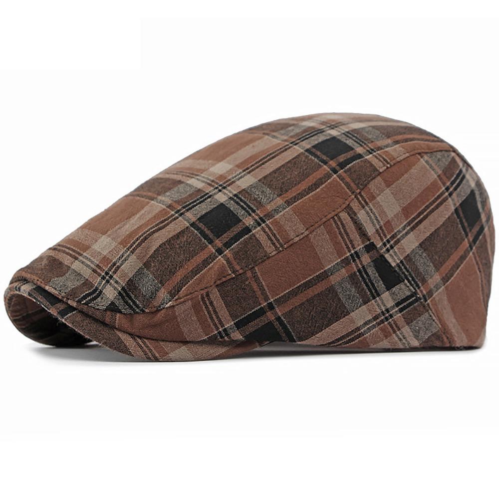 HT5056 Mens Berets Women New Spring Summer Sun Cap Artist Painter Beret Hat Male Female Ivy Flat Cap Adjustable Plaid Beret Caps