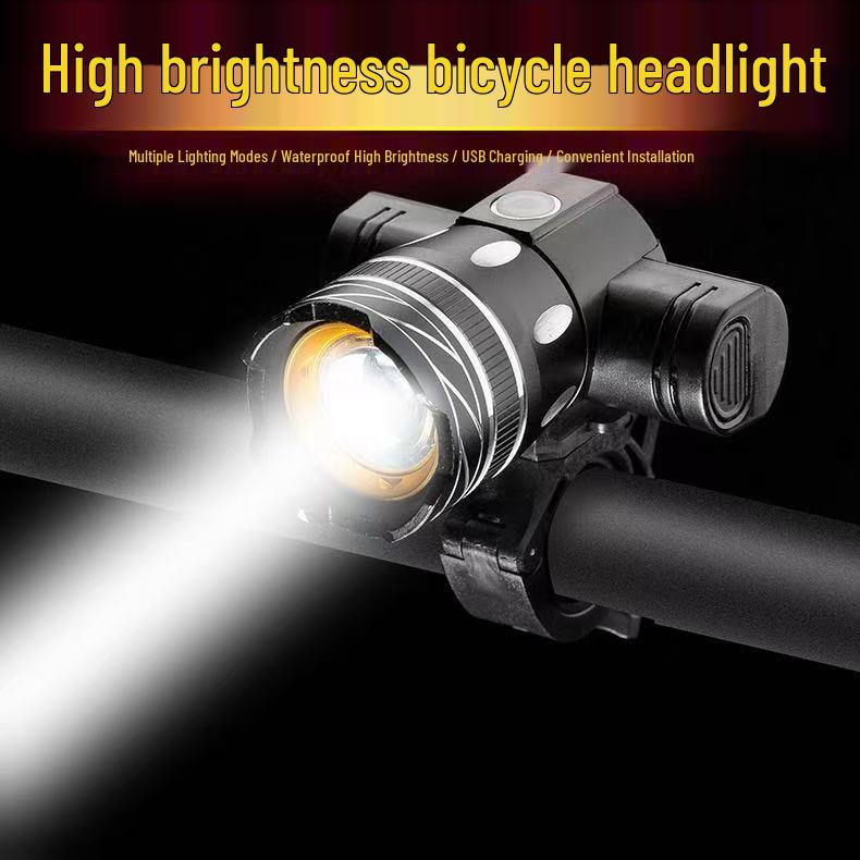 USB Rechargeable Mountain Bike Front Light - Rainproof Night Riding Accessory