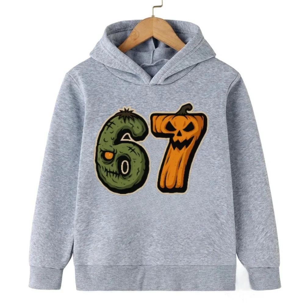 Spring Autumn 67 Six Seven Crazy Children's Hoodie Kids Casual Fashion Fun Boys Hooded Sweatshirt Pullover Girl Clothing Top