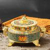 Antique-Style Enamel Lotus Sandalwood Incense Burner for Aromatherapy and Buddhist Ceremonies