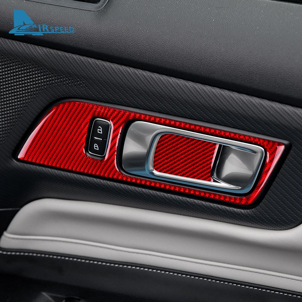 Echter Weicher Kohlefaser-Aufkleber für Ford Mustang GT Dark Horse EcoBoost 2025 2025 2026 LHD RHD Innenrahmen der Autotürgriffe