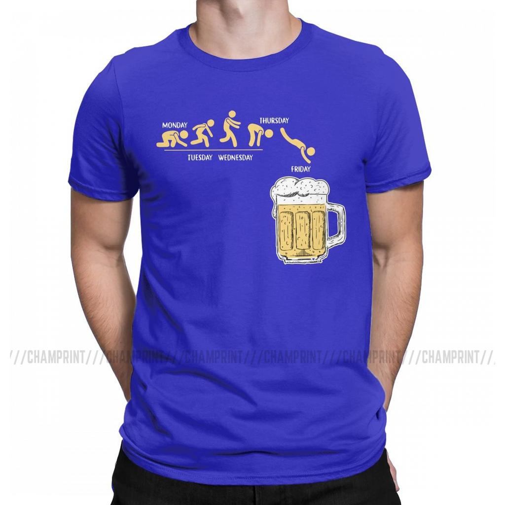 Funny Friday Beer Alcohol Weekend T Shirts Men 100% Cotton Vintage T-Shirt Round Neck Tees Short Sleeve Tops Plus Size