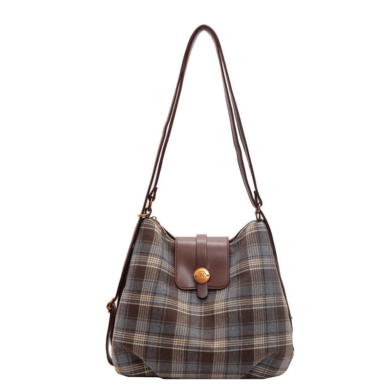 Leisure Time Traveling for Work High-capacity Backpack Autumn New Grid Retro Leopard Print Single Shoulder Crossbody Bag