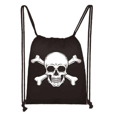 Bundle Mouth Bag - Skull Children's School Bag Printed Bundle Mouth Bag Elementary School Students Trend School Bag