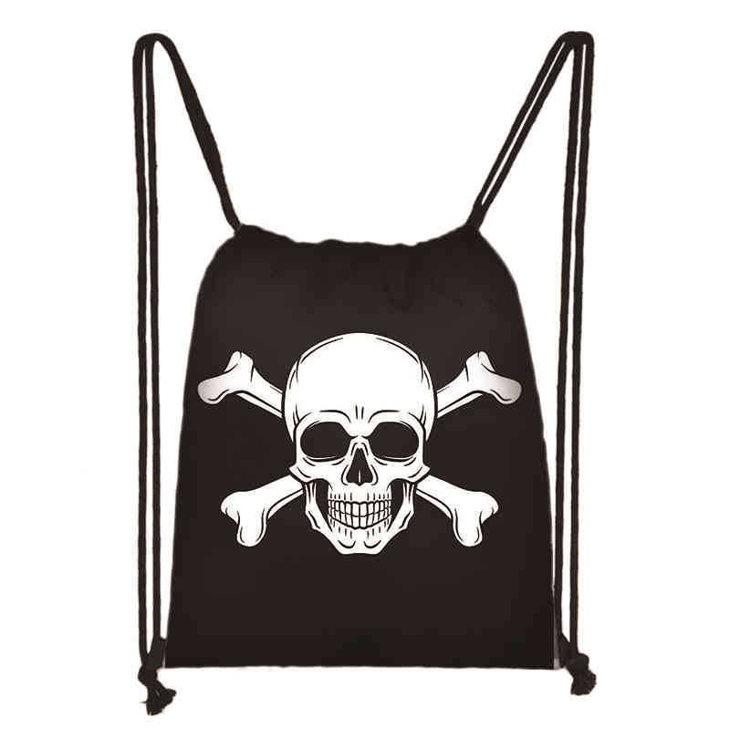 Bundle Mouth Bag - Skull Children s School Bag Printed Bundle Mouth Bag Elementary School Students Trend School Bag 32*38