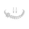 Schwerindustrie Strass Blatt Halskette Ohrringe Set, Brautschmuck, Bankett Bühne Ohrringe Accessoires