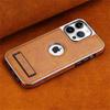 Plating Bumper Leather Folding Kickstand Phone Case For iPhone 16 15 11 12 13 14 Pro Max Plus Slim Metal Holder Cover