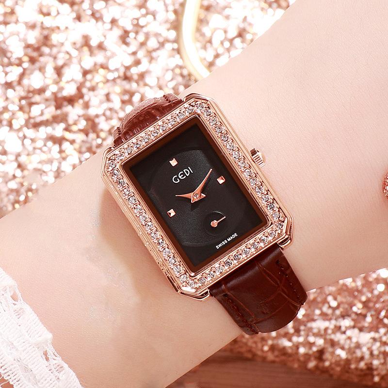Diamond-Encrusted Square Women'S Belt Watch Waterproof Fashion Casual Women'S Watch
