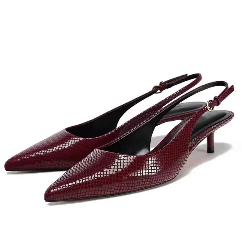 

Туфли на высоком каблуке для офисной леди Сексуальные туфли-лодочки с открытой пяткой и заостренным носом Элегантные туфли-лодочки на шпильке Лаконичные женские босоножки для платья 36