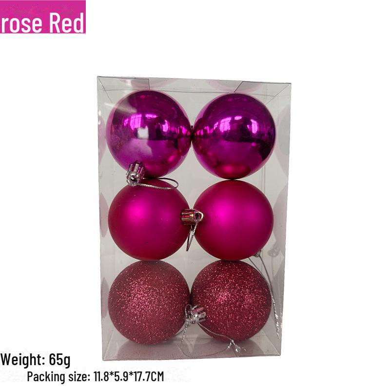 Set di palline di Natale elettroplaccate da 6 cm: 6 pezzi di ornamenti in plastica PS, opachi lucidi, verniciati a polvere, confezionati in scatola di PVC per decorazioni festive.