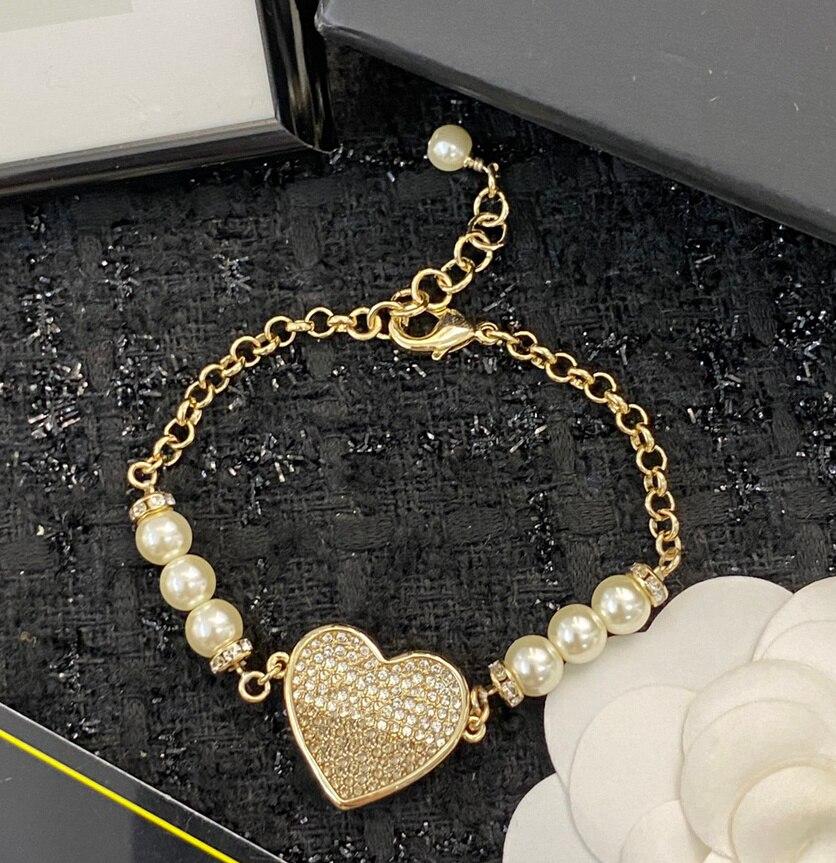 NOVÉ INBrand Trend náramek Manželství Diamantové srdce Postupná barva Diamantový přívěsek Náramek s perlou Super krásný Krása přenáší