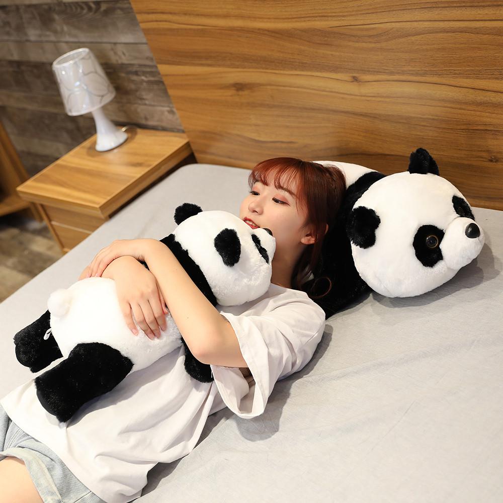 Latest 50cm-110cm Lying Panda Plush Playthings Gentle Cartoon Animal Black Plus White Stuffed Doll Sleeping Pillow