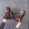 Autumn Boots Women Mixed Colors Shoes Fashion Round Toe Lace Up Casual Thick-soled Ladies Flat Platform Short Boots