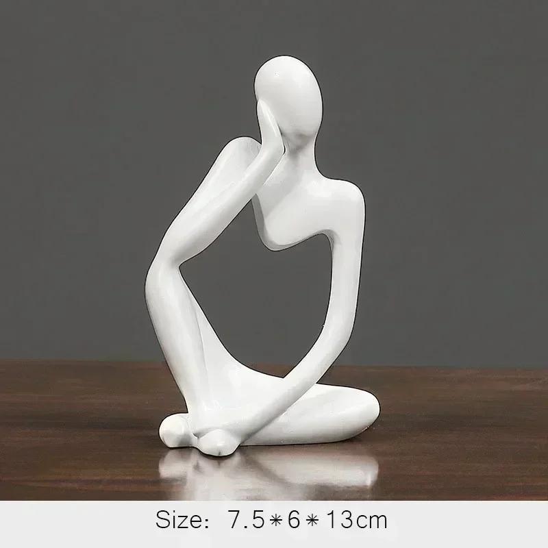 Nordic Thinker Statue Resin Abstract Figurines Figure Statues Handmade Art Crafts Home Decor Maison Desk Living Room Ornaments