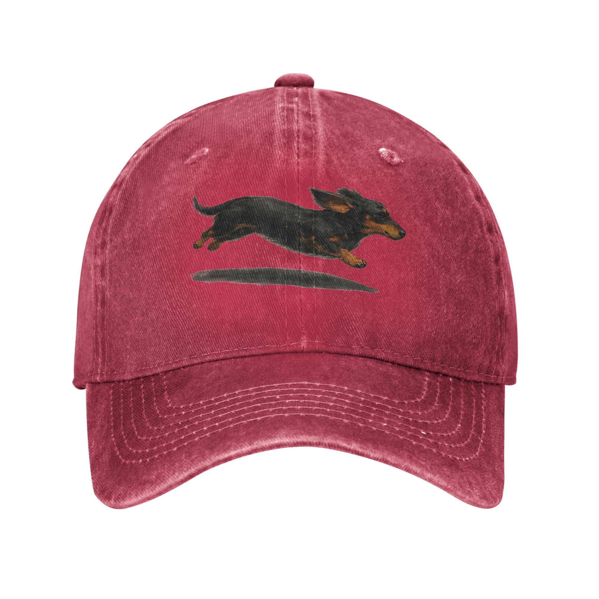 

Funny Retro Cute Running Dachshund Dog Sun Baseball Cap Men Adult Hats Spring Casual Outdoor Sports Wholesale Snapback Cap One Size красный